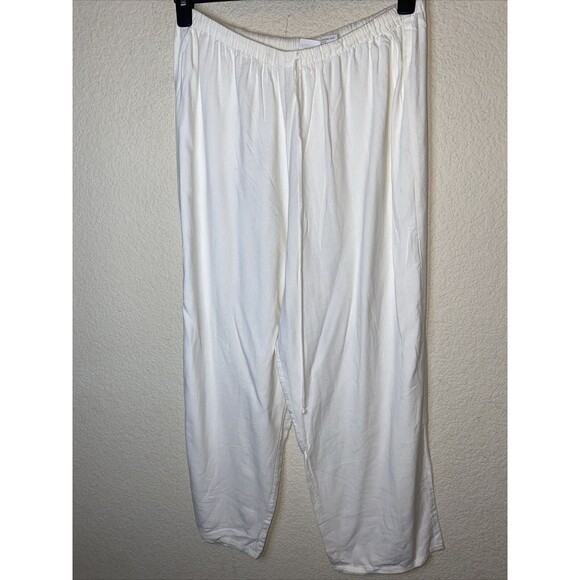 Vintage Cherokee Linen White wide leg Pants LS Shirt Set L lagen cottage - Picture 9 of 14